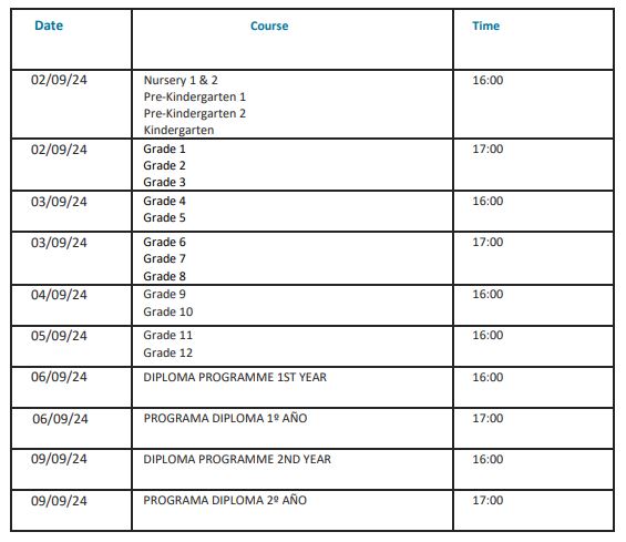 Horario de tutorías para el nuevo curso escolar 2024-2025